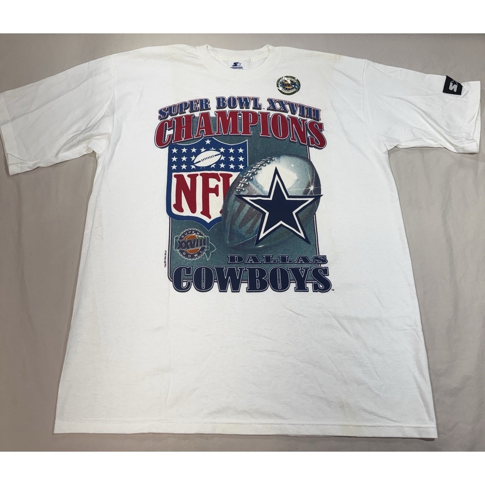 Vintage 1994 Starter Dallas Cowboys Super Bowl Champions T Shirt Dead Stock L